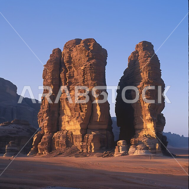  القمم والمرتفعات الجبلية وسط البيئة الرمليه، المناظر الطبيعية في المناطق الصحراوية في المملكة العربيه السعودية، معالم اثرية تاريخية قديمة، اماكن سياحية مشهورة، التكوينات والتشكيلات الصخرية في صحراء محافظة العلا