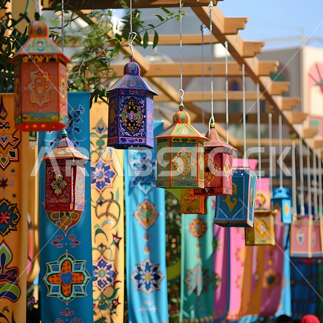 حرفة صناعة المصابيح الملونة و المعدنية، لفتة و اجواء رائعة وجميلة لتزيين الشوارع والأسواق، تحف و اكسسوارات مميزة، مجموعة من فوانيس عربية تقليدية مزخرفة ، تصاميم سعودية تم إعدادها لمهرجان ثقافي