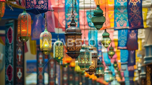 تحف و اكسسوارات مميزة، مجموعة من فوانيس عربية تقليدية مزخرفة، تصاميم سعودية تم إعدادها لمهرجان ثقافي، حرفة صناعة المصابيح الملونة و المعدنية، لفتة و اجواء رائعة وجميلة لتزيين الشوارع والأسواق