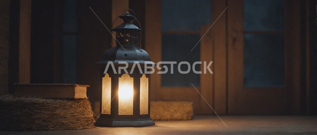 إضاءة وزينة شهر رمضان المبارك، مناسبات وأعياد دينية اسلامية، فانوس عربي معدني مزخرف مضيئ، أنوار وديكورات ذهبية في الأجواء الرمضانية الروحانية، فانوس عربي معدني مزخرف مضيئ، الاحتفال بقدوم شهر الخير