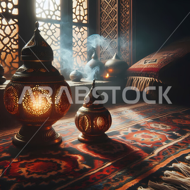 الاكسسوارات والتحف على الطراز الاسلامي، فانوس عربي معدني مزخرف مضيئ، الأجواء الرمضانية الروحانية, ديكورات وتصاميم متميزة لزينة وإضاءة شهر الخير، استقبال شهر رمضان المبارك، المناسبات والأعياد الدينية الاسلامية