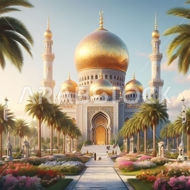 مفهوم العبادة والتقرب إلى الله تعالى، الساحة الخارجية لمسجد عريق، الديكورات والتصاميم الهندسية المعمارية لبناء المساجد في المملكة العربية السعودية، معالم وأماكن اسلامية مقدسة، المآذن والقبب على الطراز الإسلامي العصري الحديث