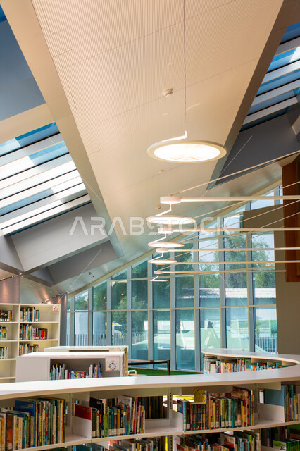Places of reading and culture, luxurious interiors in the Mohammed bin Rashid Library in Dubai, a cultural edifice of knowledge, shelves of books, stories and novels, famous tourist attractions in the United Arab Emirates, a beacon of thought and knowledge