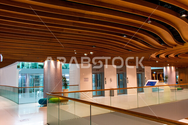 The luxurious interiors of the Mohammed bin Rashid Library in Dubai, a beacon of thought and knowledge, places for reading and culture, an edifice of cultural knowledge, distinguished architectural arts, famous tourist attractions in the United Arab Emirate