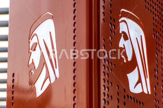 فعاليات ثقافية ترفيهية، التشجيع على القراءة وتنمية المهارات الأدبية والفنية، حب المعرفة والاستكشاف، صورة مقربة لسمو الشيخ محمد بن راشد اّل مكتوم على الأعمدة الملونة في حديقة المكتبة، التصميم الفني المميز، معالم سياحية مشهورة في امارة دبي في الامارات العربية المتحدة