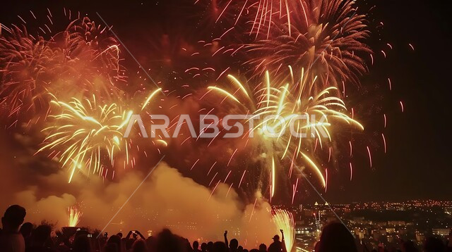 المفرقعات الملونة في السماء ليلا, احتفالات ومهرجانات في المملكة العربية السعودية, الاستمتاع بالألعاب النارية في الأعياد والمناسبات، المشاركة بالأنشطة الترفيهية والفعاليات الاحتفالية