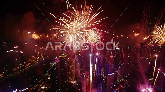 المفرقعات الملونة في السماء ليلا, احتفالات ومهرجانات في المملكة العربية السعودية, الاستمتاع بالألعاب النارية في الأعياد والمناسبات، المشاركة بالأنشطة الترفيهية والفعاليات الاحتفالية