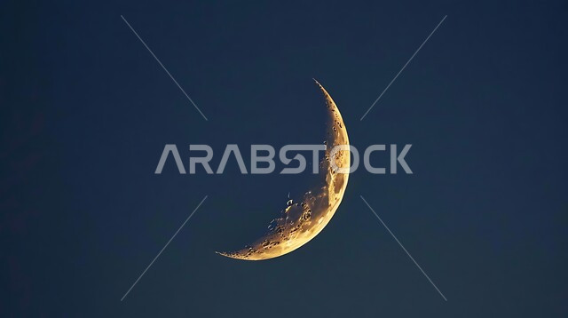 قدوم شهر رمضان المبارك، تصاميم توضيحية ثلاثية الأبعاد للهلال المضيء في السماء ليلا، الاستمتاع بالمناظر الطبيعية المتميزة، خلفيات دينية اسلامية