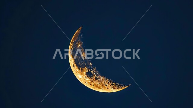 قدوم شهر رمضان المبارك، تصاميم توضيحية ثلاثية الأبعاد للهلال المضيء في السماء ليلا، الاستمتاع بالمناظر الطبيعية المتميزة، خلفيات دينية اسلامية