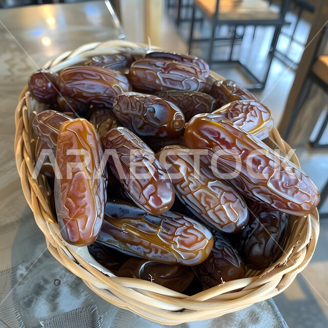 وجبة ذات قيمة غذائية عالية، ضيافة رمضانية لذيذة، رطب من نخيل المملكة العربية السعودية، محاصيل ومنتجات زراعية محلية وطنية سعودية، صورة مقربة لطبق مليء بالتمر السكري الصحي الطازج