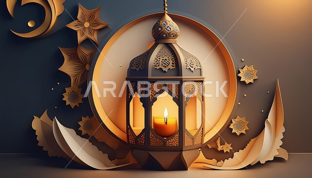 مصابيح و أنوار شعبية تقليدية, الاحتفال بالمناسبات الدينية, الأجواء الرمضانية الروحانية, البهجة بقدوم شهر رمضان المبارك, فانوس تقليدي معدني مضيء, زينة و ديكورات على الطراز العربي, خلفية إسلامية مزخرفة