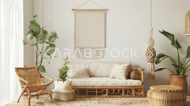 Elegant interior design for villas and apartments in Saudi Arabia, modern antiques and accessories, ornamental plants, living room with luxury home furniture, modern living room interior designs