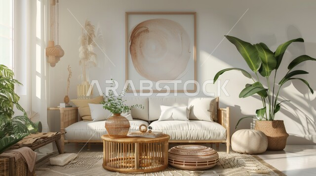 Interior designs for living rooms in a modern style, sophisticated interior decor for villas and residential apartments in the Kingdom of Saudi Arabia, modern accessories and antiques, interest in ornamental plants, a living room with luxurious home furniture