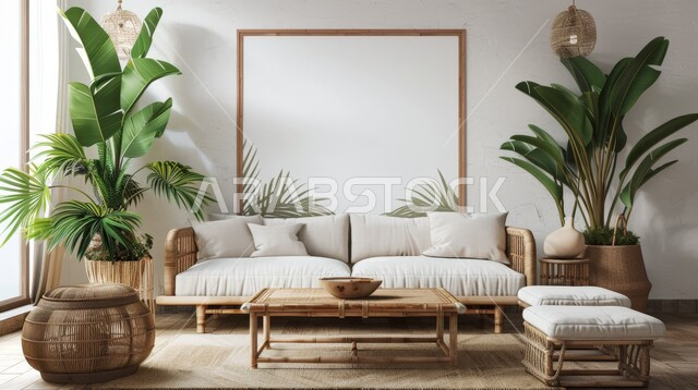 Elegant interior design for villas and apartments in Saudi Arabia, modern antiques and accessories, ornamental plants, living room with luxury home furniture, modern living room interior designs