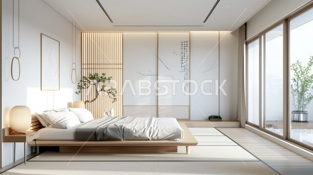 تحف واكسسوارات عصرية، الواجهات والنوافذ الكبيرة، سرير كبير ومريح بتصميم حديث، غرفة نوم بتصاميم فاخرة، أثاث منزلي راقي، ديكورات منزلية داخلية، شقق وفلل سكنية في المملكة العربية السعودية، فنادق ومنتجعات فاخرة