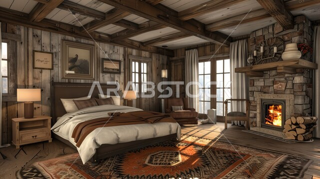 Modern antiques and accessories, large facades and windows, a large and comfortable bed in a modern design, a bedroom with luxurious designs, upscale home furniture, interior home decor, residential apartments and villas in the Kingdom of Saudi Arabia, luxury hotels and resorts.