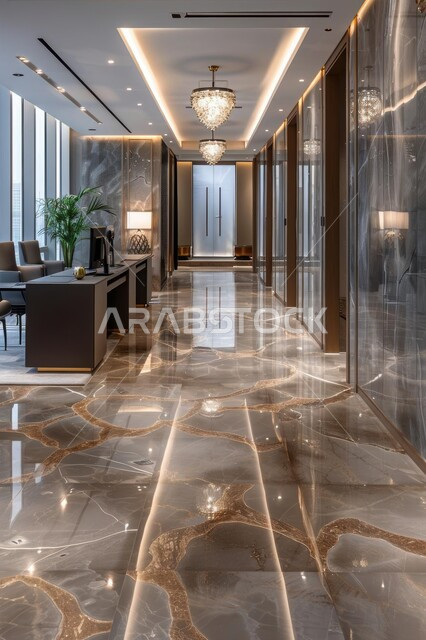 التصميم الراقي لردهة ومدخل الاستقبال في الفندق، لوبي اوتيل بديزاينات عصرية حديثه، مكاتب وشركات تجارية في المملكة العربية السعودية، الواجهات الزجاجية الضخمة، التصاميم والديكورات الداخلية للفنادق والمنتجعات الفاخرة