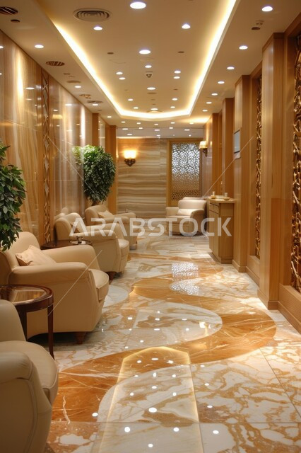 مدخل استقبال وردهة بتصميم راقي في احدى الشركات، لوبي اوتيل بديزاينات عصرية حديثه، التصاميم والديكورات الداخلية للفنادق والمنتجعات الفاخرة في المملكة العربية السعودية، الإضاءة والأنوار المتميزة