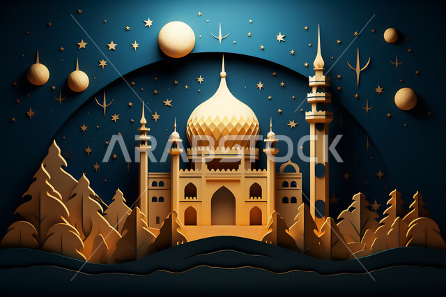 معالم وأماكن لأداء فرائض الإسلام، المآذن والقبب على الطراز العربي الإسلامي، رسم ثلاثي الأبعاد لمسجد فاخر, الديكورات والتصاميم الهندسية المعمارية لبناء المساجد في المملكة العربية السعودية, خلفيات دينية إسلامية