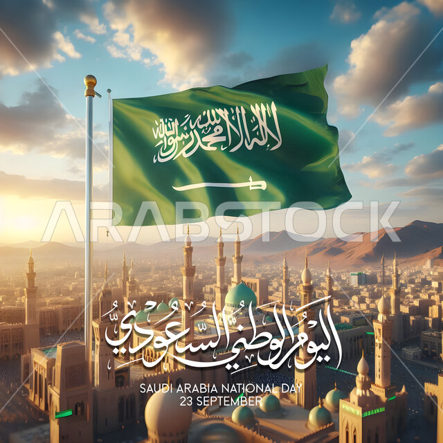 مفهوم المجد والعزة والكرامة, ذكرى العيد الوطني السعودي 23 سبتمبر, النمو والتقدم العمراني, علم المملكة العربية السعودية يرفرف فوق الأبراج وناطحات السحاب, المناسبات والأعياد الوطنية، يوم العلم 11 مارس