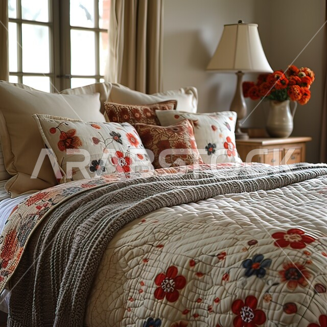 سرير كبير ومريح بتصميم حديث، تصاميم منزلية داخلية، أثاث منزلي راقي، فلل وشقق سكنية في المملكة العربية السعودية، غرفة نوم بديكورات فاخرة، اكسسوارات وتحف عصرية، فنادق ومنتجعات فاخرة