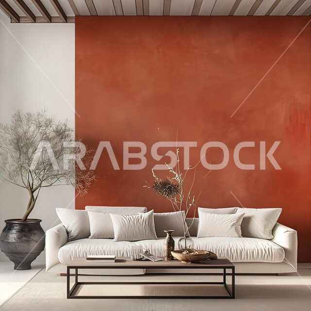 الاهتمام بنبات الزينة المنزلي، أريكة مريحة باللون الأبيض وسط غرفة جلوس، اكسسوارات وتحف وأثاث راقي، ديكورات داخلية و تصاميم أنيقة ومميزة، الديكور الداخلي لغرف حديثة