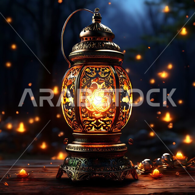 ديكورات و زينة و أنوار الاحتفالات بالمناسبات و الأعياد الدينية الإسلامية, فانوس معدني مزخرف مضيء, البهجة بقدوم رمضان المبارك, أضواء و مصابيح عربية تقليدية, الأجواء الروحانية في الأيام الفضيلة, الاستعداد لاستقبال الشهر الفضيل