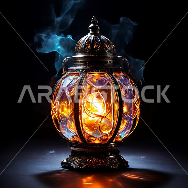 ديكورات و زينة و أنوار الاحتفالات بالمناسبات و الأعياد الدينية الإسلامية, فانوس معدني مزخرف مضيء, البهجة بقدوم رمضان المبارك, أضواء و مصابيح عربية تقليدية, الأجواء الروحانية في الأيام الفضيلة, الاستعداد لاستقبال الشهر الفضيل