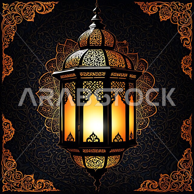 ديكورات و زينة و أنوار الاحتفالات بالمناسبات و الأعياد الدينية الإسلامية, فانوس معدني مزخرف مضيء معلق, البهجة بقدوم رمضان المبارك, أضواء و مصابيح عربية تقليدية, الأجواء الروحانية في الأيام الفضيلة, الاستعداد لاستقبال الشهر الفضيل