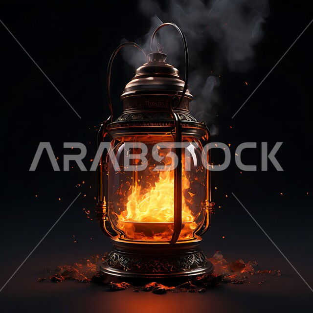 ديكورات و زينة و أنوار الاحتفالات بالمناسبات و الأعياد الدينية الإسلامية, فانوس معدني مزخرف مضيء, البهجة بقدوم رمضان المبارك, أضواء و مصابيح عربية تقليدية, الأجواء الروحانية في الأيام الفضيلة, الاستعداد لاستقبال الشهر الفضيل