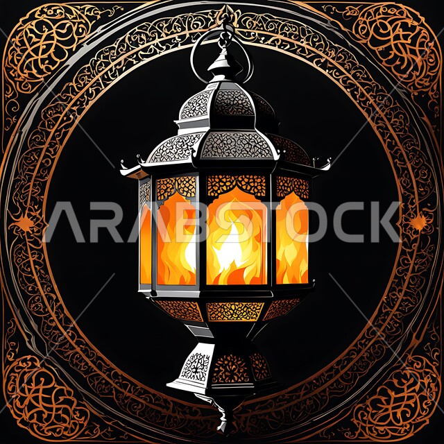 ديكورات و زينة و أنوار الاحتفالات بالمناسبات و الأعياد الدينية الإسلامية, فانوس معدني مزخرف مضيء معلق, البهجة بقدوم رمضان المبارك, أضواء و مصابيح عربية تقليدية, الأجواء الروحانية في الأيام الفضيلة, الاستعداد لاستقبال الشهر الفضيل