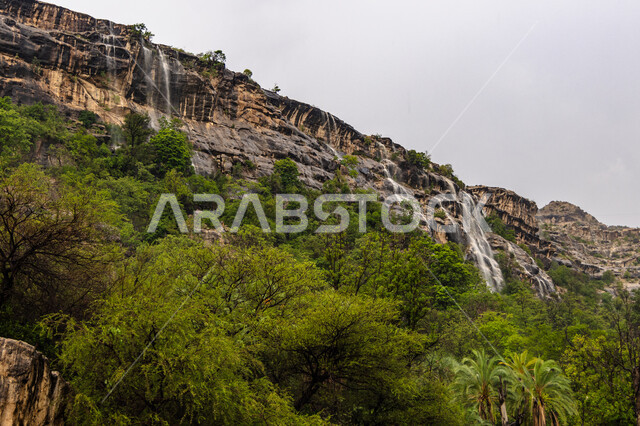 الشلالات المائية الطبيعية على السفوح والمنحدرات الجبلية،الاهتمام بالتشجير وزراعة النباتات الخضراء، المدرجات الزراعيه في جبال الربوعة في منطقة عسير، معالم وأماكن سياحية مشهورة, المناظر الطبيعية المتميزة في المملكة العربية السعودية