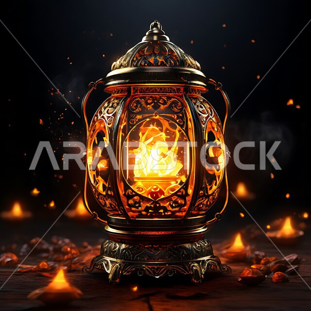 أنوار و زينة و ديكورات الاحتفالات بالمناسبات و الأعياد الدينية الإسلامية, الاستعداد لاستقبال الشهر الفضيل ,فانوس معدني مزخرف مضيء, البهجة بقدوم رمضان المبارك, أضواء و مصابيح عربية تقليدية, الأجواء الروحانية في الأيام الفضيلة