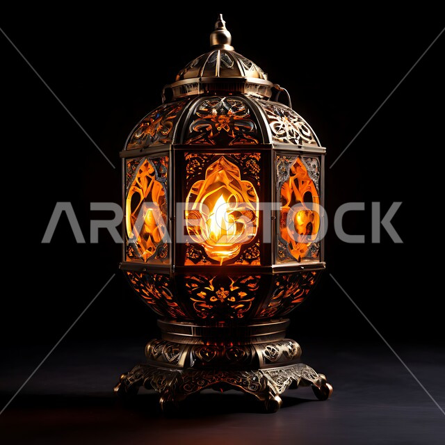 الاستعداد لاستقبال الشهر الفضيل ,زينة و ديكورات و أنوار الاحتفالات بالمناسبات و الأعياد الدينية الإسلامية, فانوس معدني مزخرف مضيء, البهجة بقدوم رمضان المبارك, أضواء و مصابيح عربية تقليدية, الأجواء الروحانية في الأيام الفضيلة