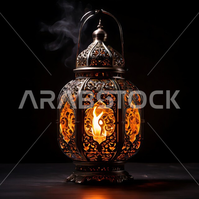 الاستعداد لاستقبال الشهر الفضيل ,زينة و ديكورات و أنوار الاحتفالات بالمناسبات و الأعياد الدينية الإسلامية, فانوس معدني مزخرف مضيء, البهجة بقدوم رمضان المبارك, أضواء و مصابيح عربية تقليدية, الأجواء الروحانية في الأيام الفضيلة