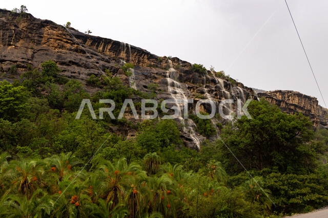 الشلالات المائية الطبيعية على السفوح والمنحدرات الجبلية، الاهتمام بالتشجير وزراعة النباتات الخضراء، المدرجات الزراعيه في جبال الربوعة في منطقة عسير، معالم وأماكن سياحية مشهورة, المناظر الطبيعية المتميزة في المملكة العربية السعودية