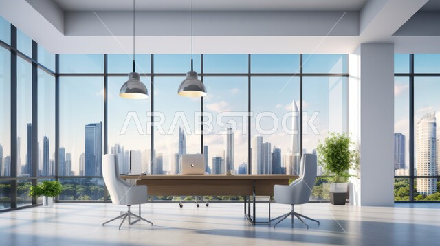 تصميم عصري حديث لمكاتب الشركات السعودية، غرف مكتبية بتصاميم داخلية وديكورات راقية مع اثاث فاخر ومريح، الفن الهندسي المعماري المتطور، غرف القراءة والجلوس، مكتب عمل بواجهه زجاجية كبيرة