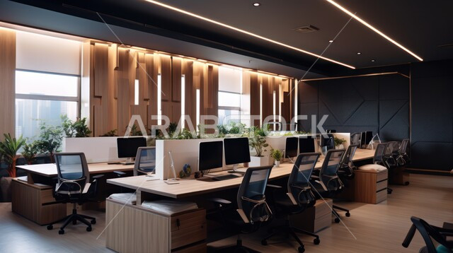 تصميم عصري حديث لمكاتب الشركات السعودية، غرف مكتبية بتصاميم داخلية وديكورات راقية مع اثاث فاخر ومريح، الفن الهندسي المعماري المتطور، غرف القراءة والجلوس، مكتب عمل بواجهه زجاجية كبيرة