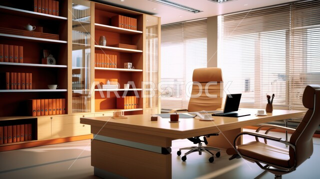 تصميمات عصرية حديثة لمكاتب الشركات السعودية، أثاث أنيق ومريح، واجهات زجاجية كبيرة في مكتب العمل، تصاميم داخلية وديكورات راقية على الطراز الحديث