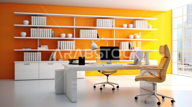 تصميمات عصرية حديثة لمكاتب الشركات السعودية، أثاث أنيق ومريح، واجهات زجاجية كبيرة في مكتب العمل، تصاميم داخلية وديكورات راقية على الطراز الحديث