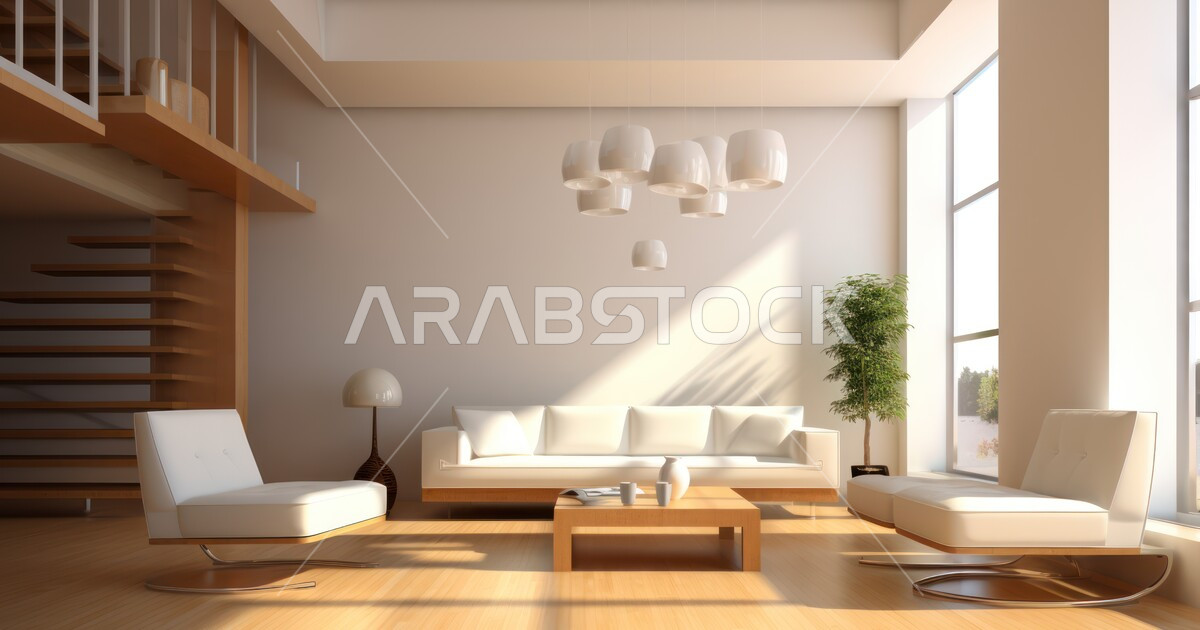التصاميم الداخلية لغرف الجلوس على الطراز الحديث، غرفة معيشة مع أثاث ...