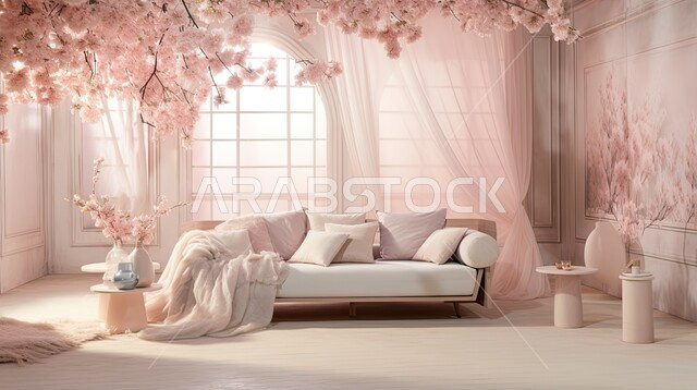 التصاميم الداخلية لغرف الجلوس على الطراز الحديث، ديكور داخلي راقي للفلل والشقق السكنية في المملكة العربية السعودية، اكسسوارات وتحف عصرية، الاهتمام بنباتات الزينة، غرفة معيشة مع أثاث منزلي فاخر