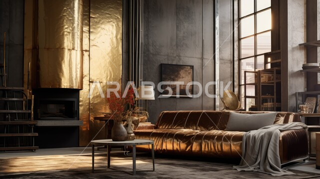 اكسسوارات وتحف عصرية، التصاميم الداخلية لغرف الجلوس المريحة على الطراز الحديث، غرفة معيشة بألوان داكنة مع أثاث منزلي فاخر، الديكورات الداخلية الراقية للفلل والشقق السكنية في المملكة العربية السعودية