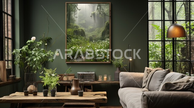 الاهتمام بزراعة الأشجار والنباتات الخضراء، ديكور داخلي راقي للفلل والشقق السكنية في المملكة العربية السعودية، اكسسوارات وتحف عصرية، غرفة معيشة مع أثاث منزلي فاخر، التصاميم الداخلية لغرف الجلوس على الطراز الحديث