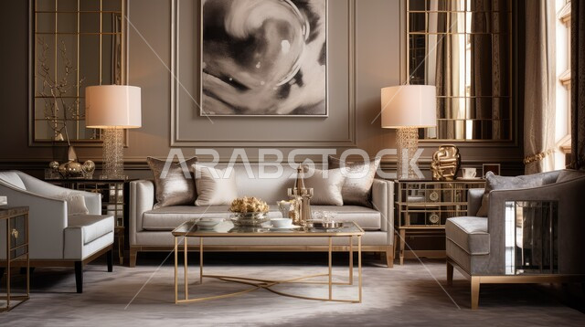  التصاميم الداخلية لغرف الجلوس المريحة على الطراز الحديث، غرفة معيشة بألوان داكنة مع أثاث منزلي فاخر، الديكورات الداخلية الراقية للفلل والشقق السكنية في المملكة العربية السعودية، اكسسوارات وتحف عصرية