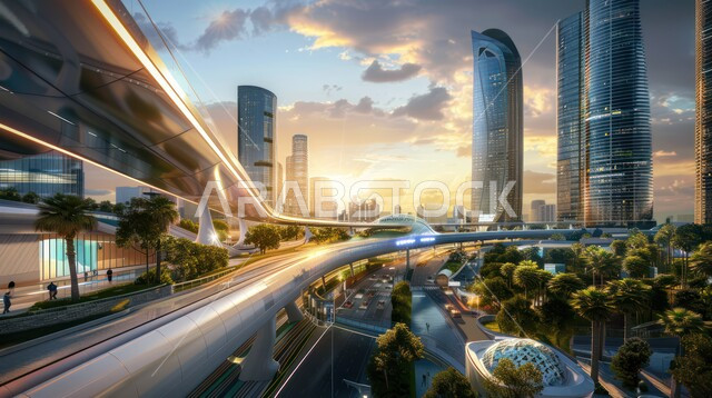  استخدام التقنيات المتطورة في انشاء المدن الحديثة، النمو والتطور العمراني الكبير في البناء، منظر تخيلي مستقبلي للأبراج و ناطحات السحاب في المملكة العربية السعودية، رؤية سعودية مستقبلية 2030، تطوير البنية التحتية الرقمية