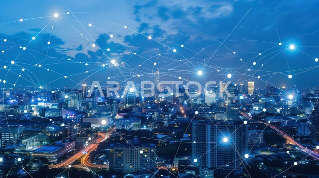 The development of the information technology sector, the large communications network and the concept of the smart city, a future Saudi vision 2030, the use of advanced technologies in creating modern cities, an imaginative future view of towers and skyscrapers in the Kingdom of Saudi Arabia, the development of digital infrastructure.