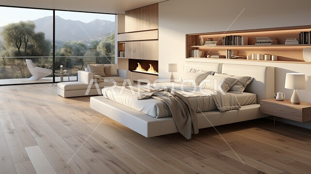 سرير ووسائد مريحة، أثاث منزلي راقي وأنيق، تصميم داخلي لغرفة نوم بأسلوب حديث، غرف بتصاميم داخلية عصرية فاخرة، فلل وشقق سكنية بديكورات متطورة، فنون الهندسة المعمارية والديكور في الفنادق والمنتجعات المصممة بالطرق الحديثة