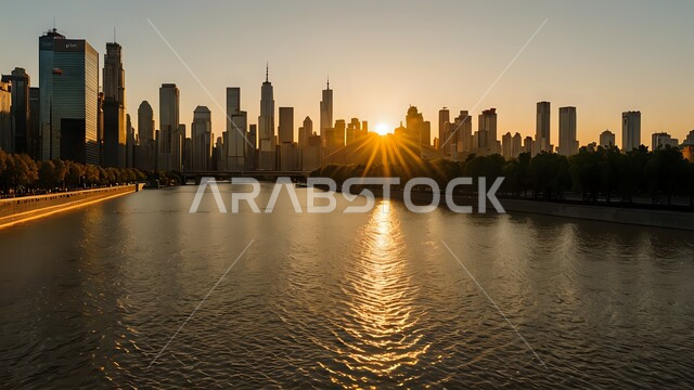 معالم إمارة دبي السياحية, الواجهة البحرية على ساحل الخليج العربي, منظر الأبراج وناطحات السحاب في دولة الإمارات العربية المتحدة, النمو والتقدم والتوسع العمراني, الفن الهندسي المعماري للمباني والمنشآت المطلة على البحر