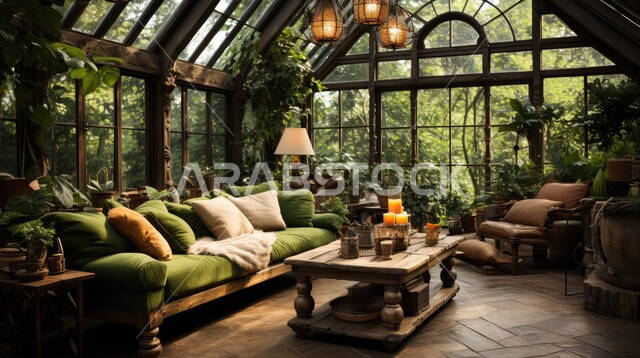 مكان للاسترخاء والاستجمام وسط الطبيعة، التصاميم الداخلية لغرف الجلوس على الطراز الحديث، الاهتمام في نباتات الزينة الخضراء, غرفة معيشة مع أثاث منزلي بسيط, ديكور داخلي راقي للفلل والشقق السكنية في المملكة العربية السعودية